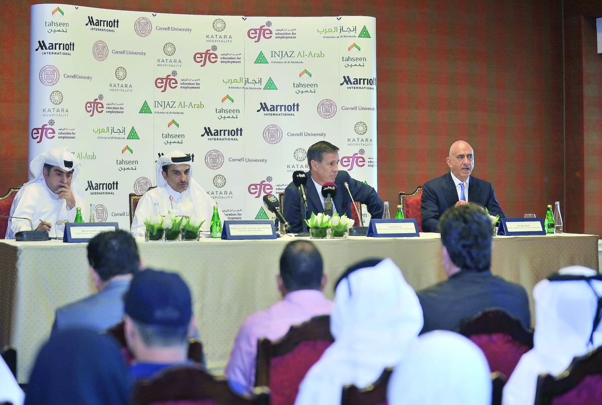 Officials announce the 'Tahseen' Initiative programme during a press conference at Ritz-Carlton Hotel yesterday. Pic: Baher Amin / The Peninsula
