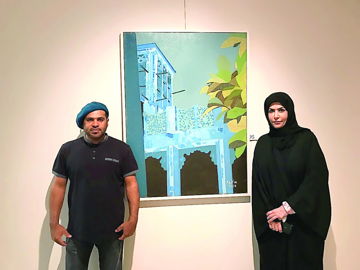 Katara’s Director of the Research and Studies Department, Dr Nadia Al Madahka (right) and contemporary Qatari artist Mohamed Al Ateeq at the 17th Asian Art Biennale Bangladesh 2016.