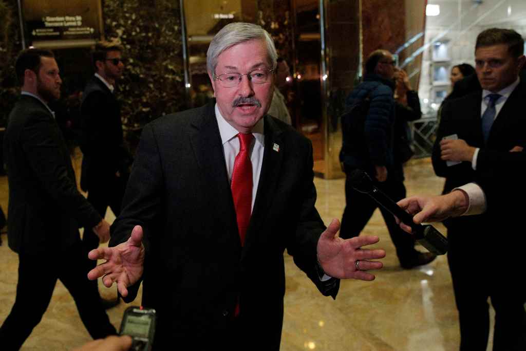 Governor of Iowa Terry Branstad speaks to the press meeting with U.S. President-elect Donald Trump at Trump Tower in Manhattan, New York City, U.S., December 6, 2016. REUTERS/Brendan McDermid/File Photo
