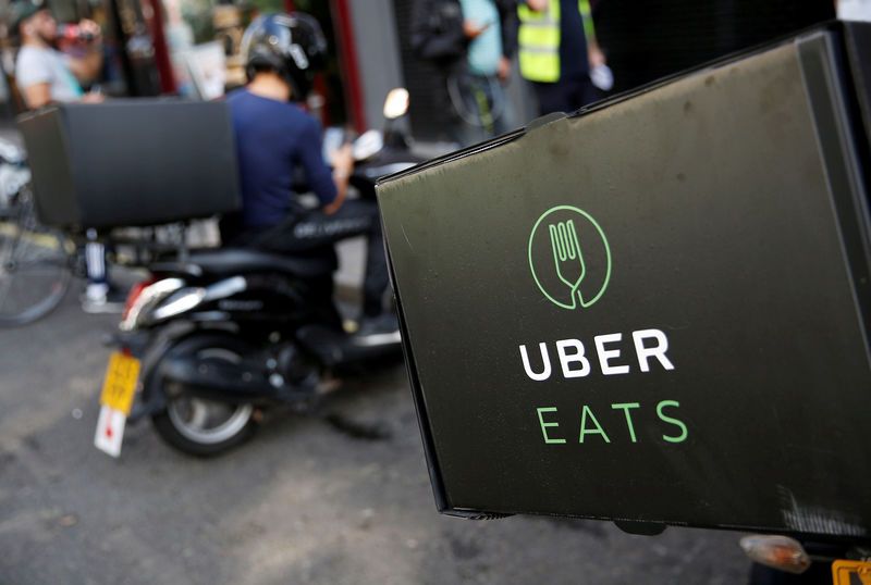 An UberEATS food delivery scooter is seen parked in London, Britain September 7, 2016. REUTERS/Neil Hall 