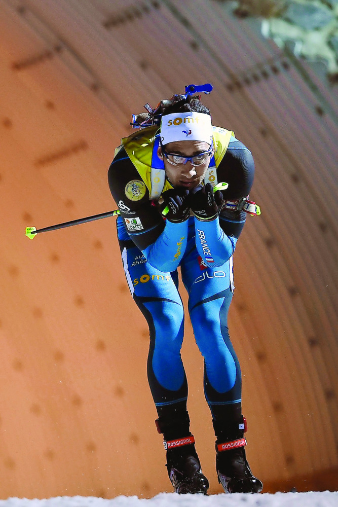 Martin Fourcade of France competes during the Men's 10Km sprint competition of IBU World Cup Biathlon in Nove Mesto, Czech Republic, on Thursday. 