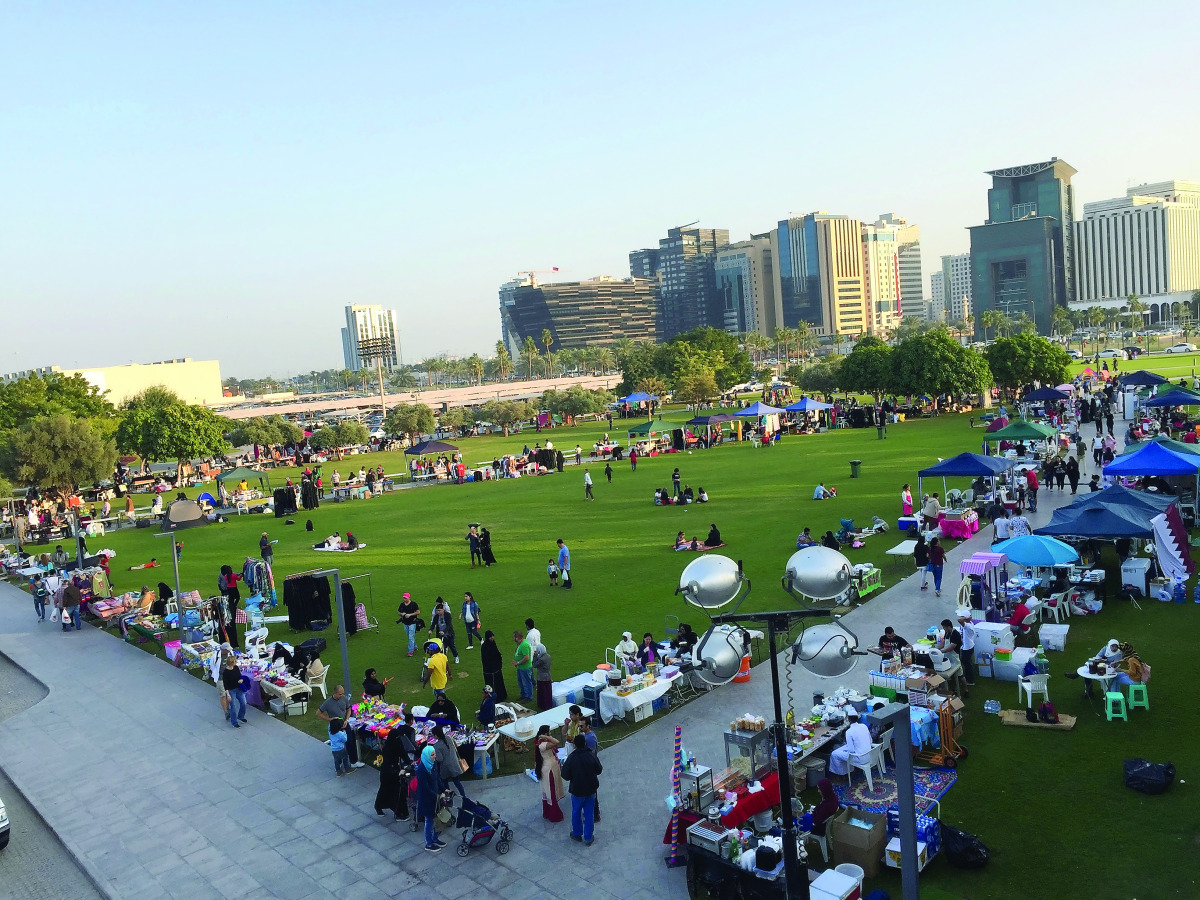The vibrant open-air bazaar at the Museum of Islamic Art (MIA) Park.