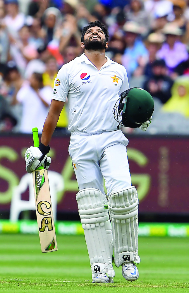 Pakistan's Azhar Ali after scoring a century against Australia in Melbourne yesterday.