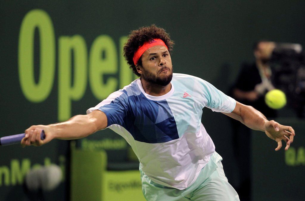 Jo-Wilfried Tsonga in action. REUTERS/Naseem Zeitoon
