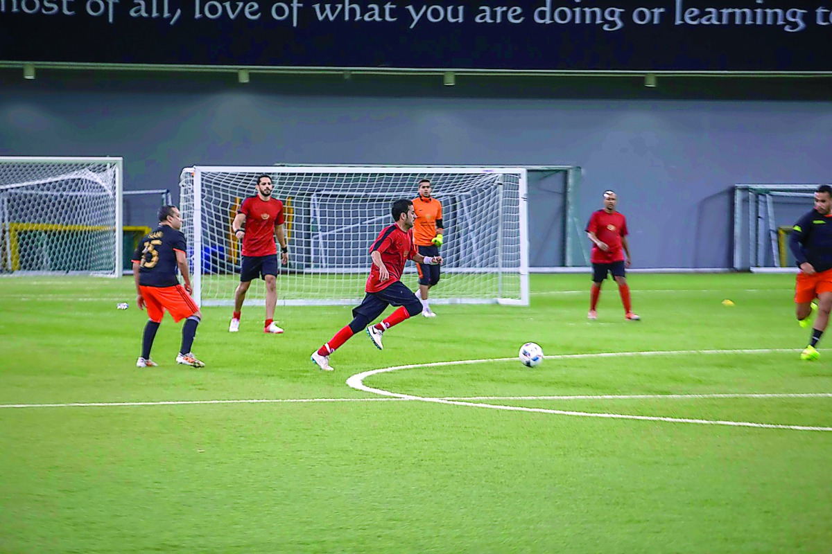 Action from the quarter-final match of Aspire Banks Tournament between Masraf Al Rayyan and Standard Chartered Bank at Aspire Zone in Doha on Saturday.  