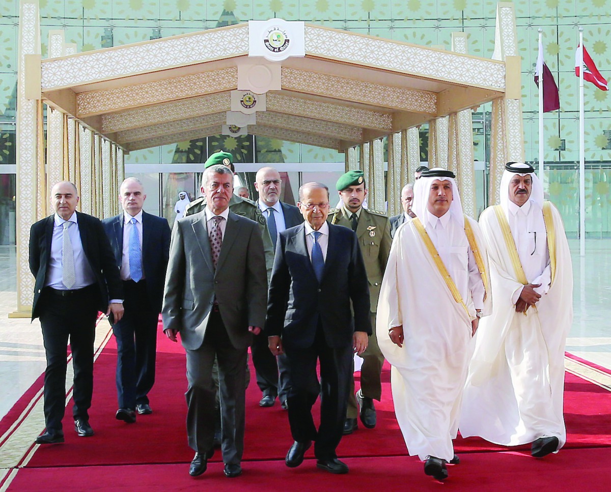 President of Lebanon, General Michel Aoun, left Doha yesterday wrapping up a two-day official visit. He and his accompanying delegation were seen off at Hamad International Airport by Minister of Finance H E Ali Sherif Al Emadi, Qatar's Ambassador to Leba