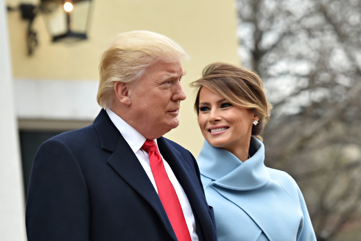 US President-elect Donald Trump and his wife Melania leave St. John's Episcopal Church on January 20, 2017, before Trump's inauguration. / AFP / Nicholas Kamm