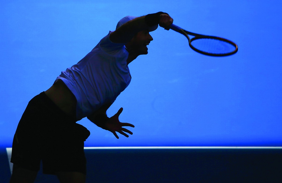 Britain's Andy Murray serves during his Australian Open Men's Singles third round match against Sam Querrey of the US in Melbourne yesterday. Murray won 6-4, 6-2, 6-4 to advance.