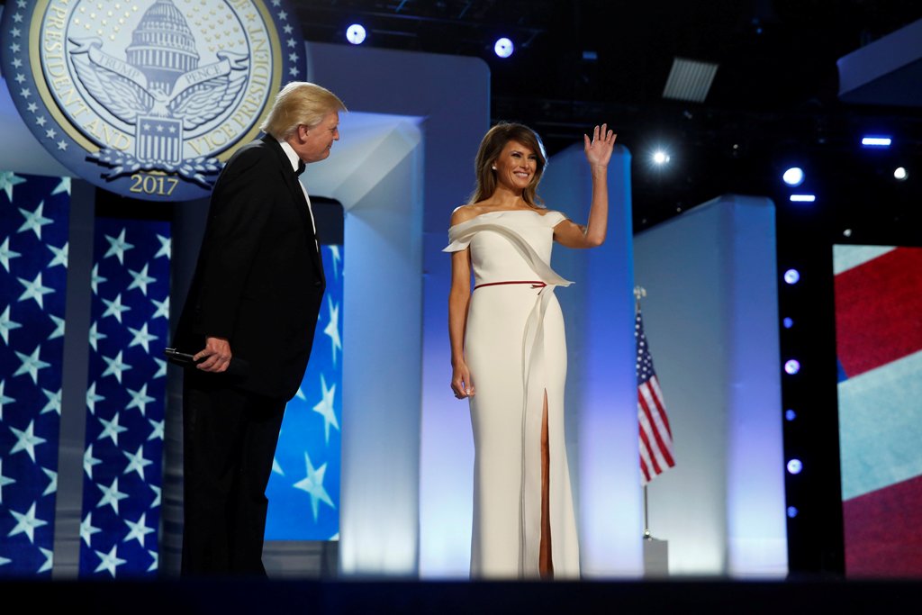 U.S. President Donald Trump introduces first lady Melania Trump at the Freedom Ball in honor of his inauguration in Washington, U.S. January 20, 2017. REUTERS/Jonathan Ernst
