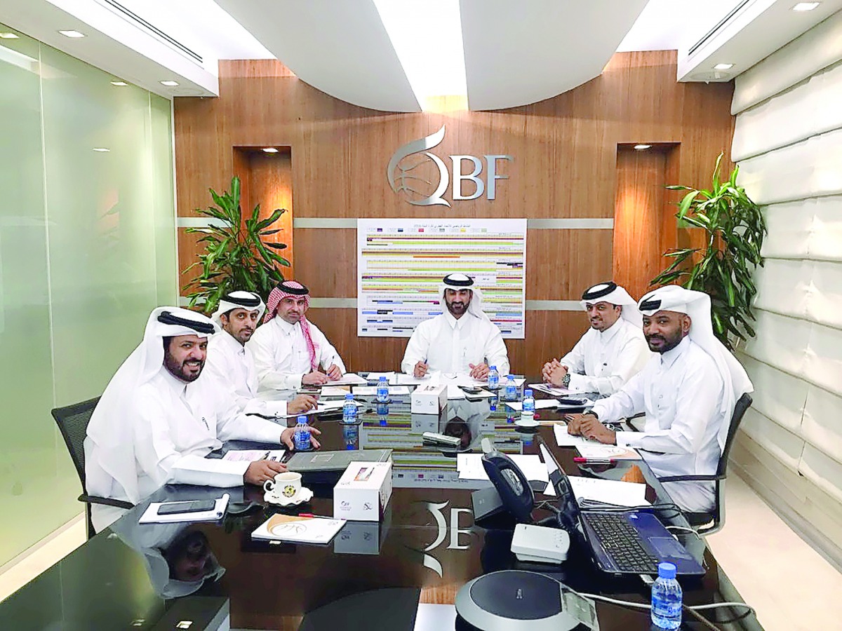 Officials of the Qatar Basketball Federation (QBF) are seen during a QBF Board Members' meeting in Doha. The new QBF Board Members include Ahmad Abdulrahman Al Muftah, President and Head of National Teams Committee, Ali Saed Al Malki, Secretary General, M