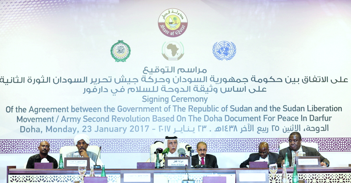 Deputy Prime Minister and Minister of State for Cabinet Affairs H E Ahmed bin Abdullah bin Zaid Al Mahmoud speaking during the signing ceremony in Doha, yesterday.