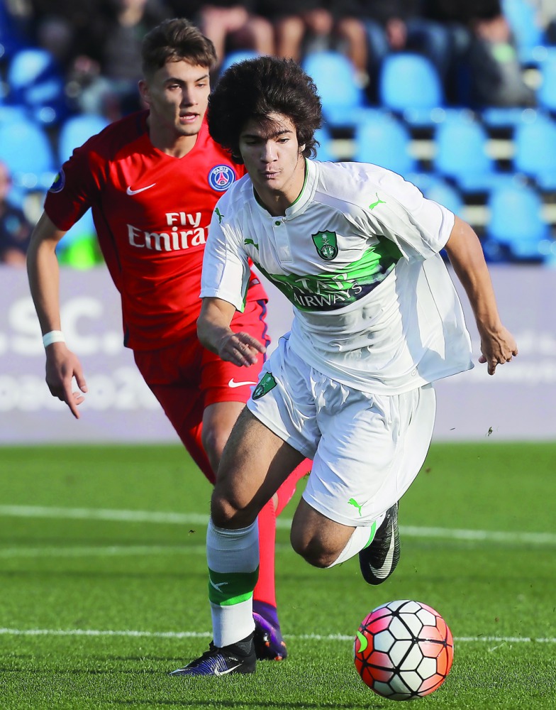 Action during the Al Kass Cup match between Al Ahli and PSG at Aspire Zone in Doha yesterday.   