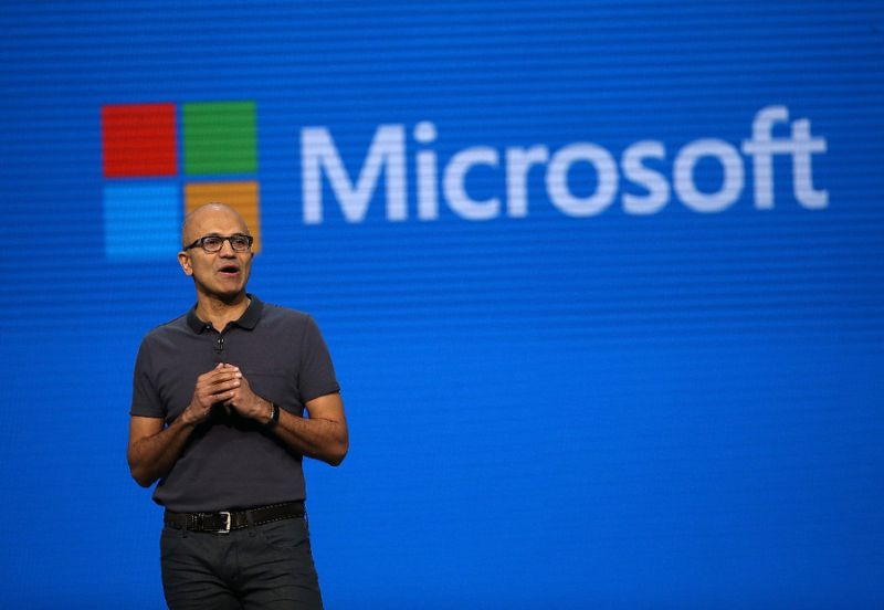 Microsoft CEO Satya Nadella delivers the keynote address during the 2016 Microsoft Build Developer Conference on March 30, 2016 in San Francisco (AFP / Justin Sullivan)