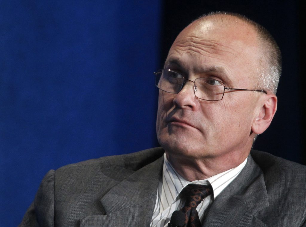 Andrew Puzder, CEO of CKE Restaurants, takes part in a panel discussion titled “Understanding the Post-Recession Consumer” at the Milken Institute Global Conference in Beverly Hills, California, on April 30, 2012. Photo by Fred Prouser/Reuters
