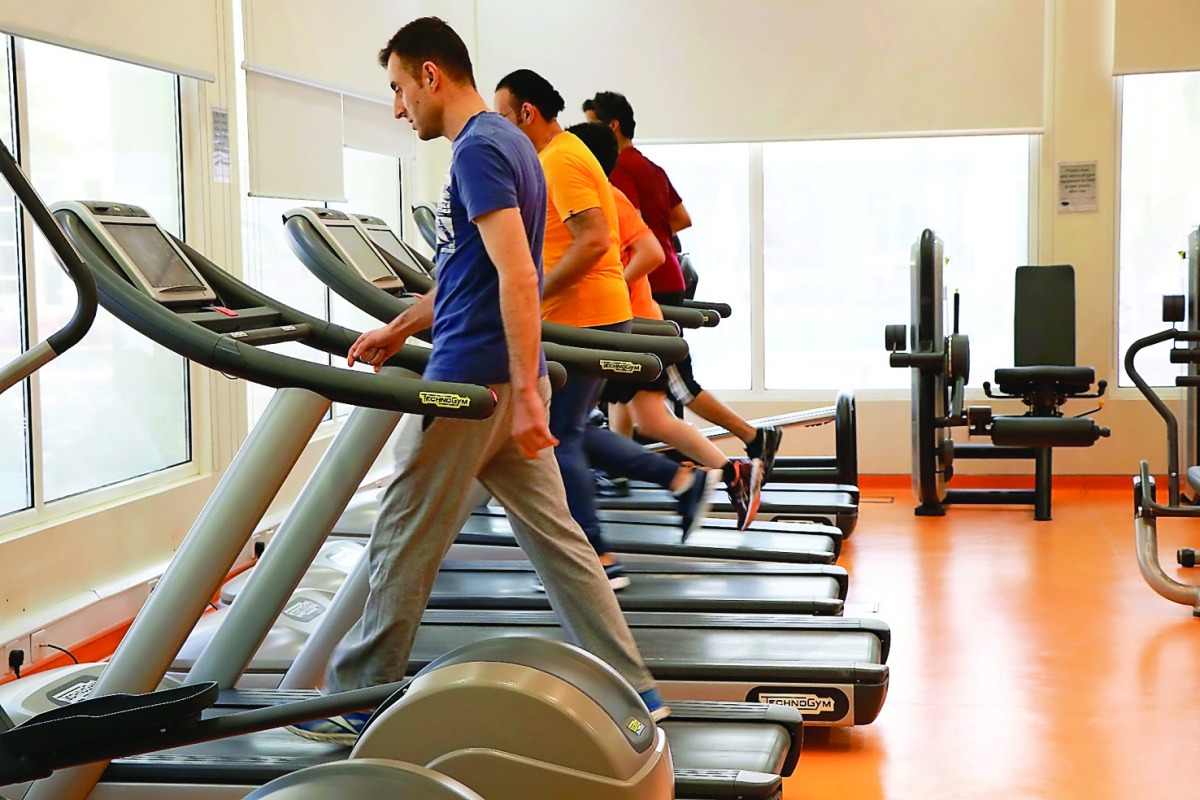 Staff members of Qatar Career Development Center exercise at one of Qatar Foundation’s recreation facilities.
