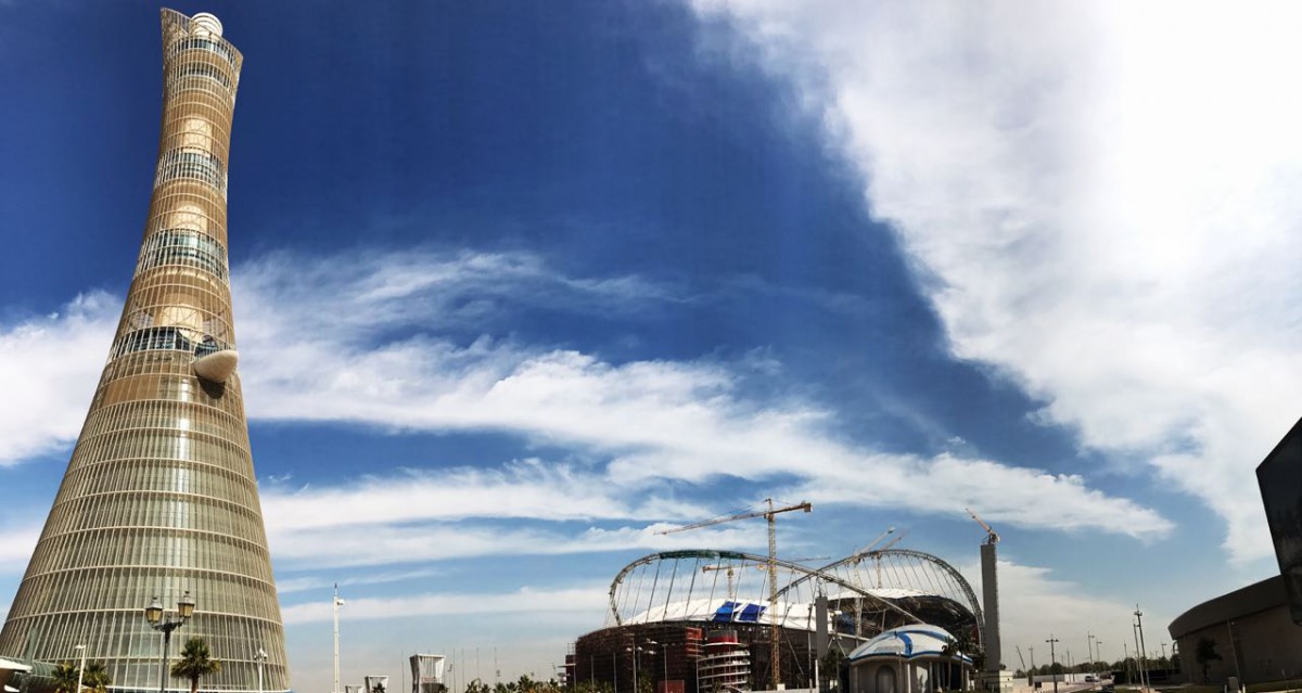 Torch Hotel and Khalifa Stadium under the clouds (Photo: Qassim)
