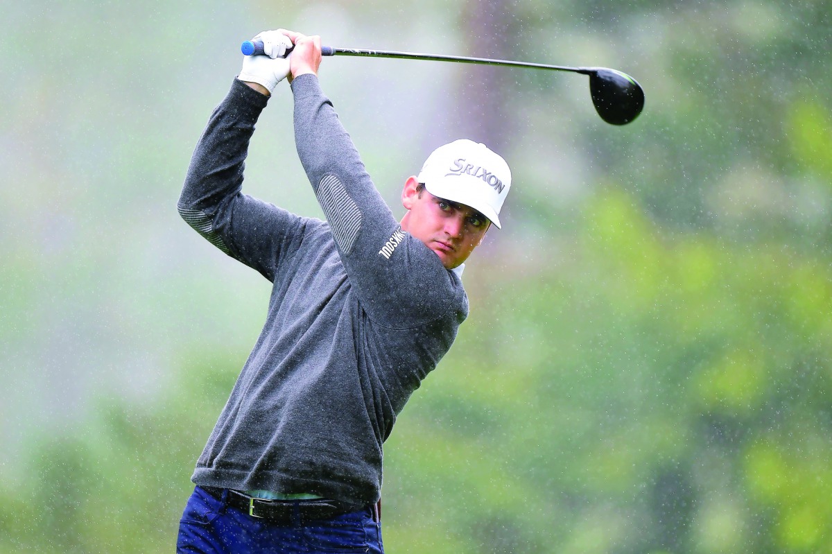 Rick Lamb hits his tee shot on the 17th hole during Round One of the AT&T Pebble Beach Pro-Am at Spyglass Hill Golf Course on Thursday in Pebble Beach, California. Lamb ended as one of the joint leaders after weather-hit first day. 
