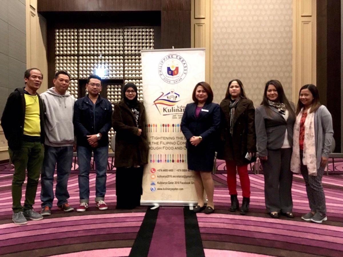 The Kulinarya Qatar Core Team headed by Layla Bernal Al Lanjawi with Ritchel Podador of City Centre Rotana Doha during a recent vendors’ meeting.