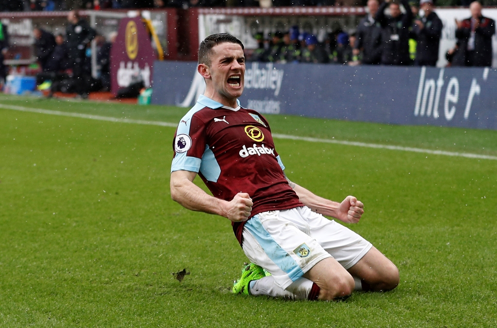 Burnley's Robbie Brady celebrates scoring their first goal Reuters / Phil Noble 
