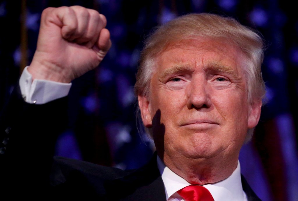 FILE PHOTO: Then U.S. President-elect Donald Trump speaks at his election night rally in Manhattan, New York, U.S., November 9, 2016. REUTERS/Carlo Allegri/File Photo

