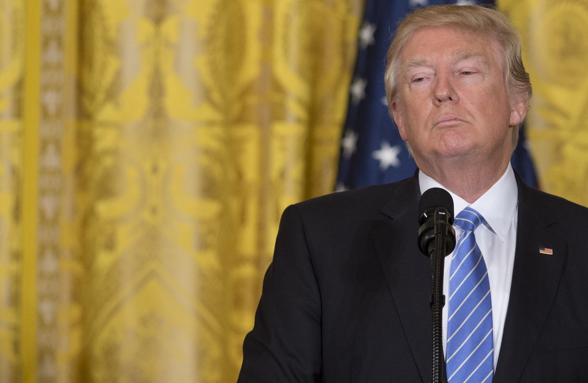 US President Donald Trump speaks during a joint press conference with Israeli Prime Minister Benjamin Netanyahu in the East Room of the White House in Washington, DC, February 15, 2017. (AFP / SAUL LOEB)