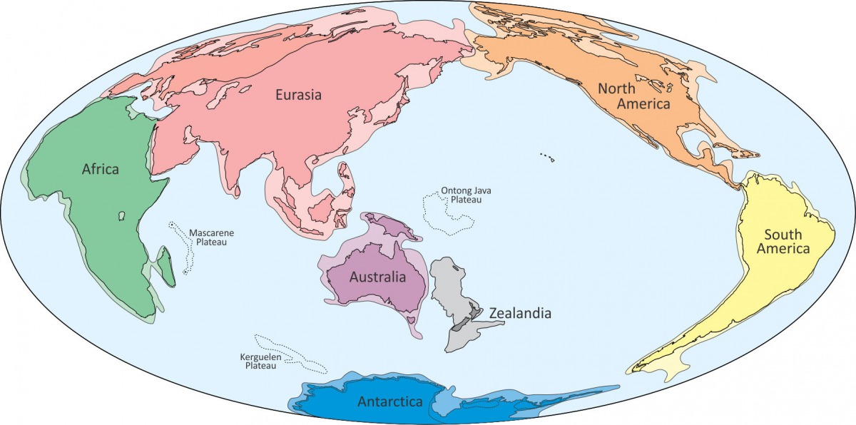 An illustration provided to Reuters February 18, 2017 shows what geologists are calling Zealandia (C), a continent two-thirds the size of Australia lurking beneath the waves in the southwest Pacific. Nick Mortimer/GNS Science Research Institute/Handout vi
