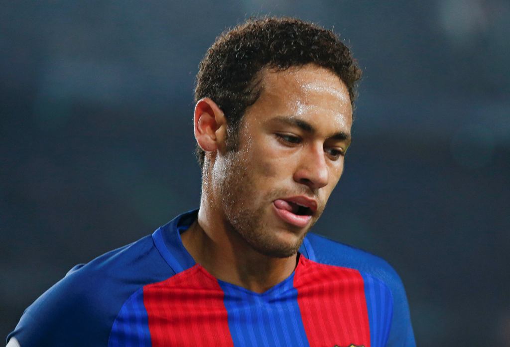 Barcelona's Neymar reacts during the match against Leganes. REUTERS/Albert Gea
