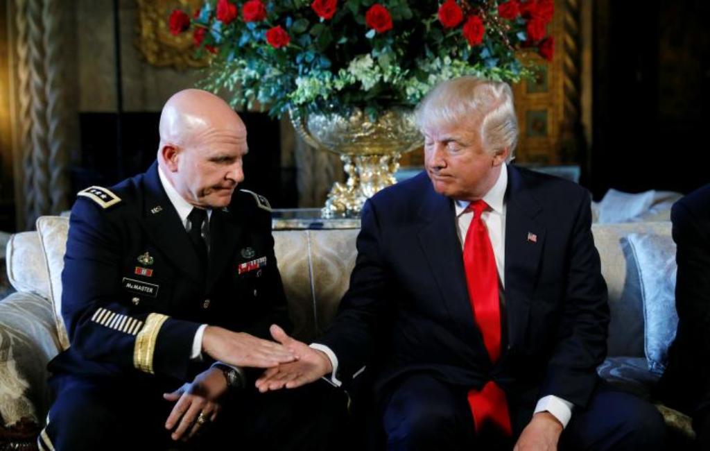 U.S. President Donald Trump shakes hands with his new National Security Adviser Army Lt. Gen. H.R. McMaster after making the announcement at his Mar-a-Lago estate in Palm Beach, Florida U.S. February 20, 2017. REUTERS/Kevin Lamarque.