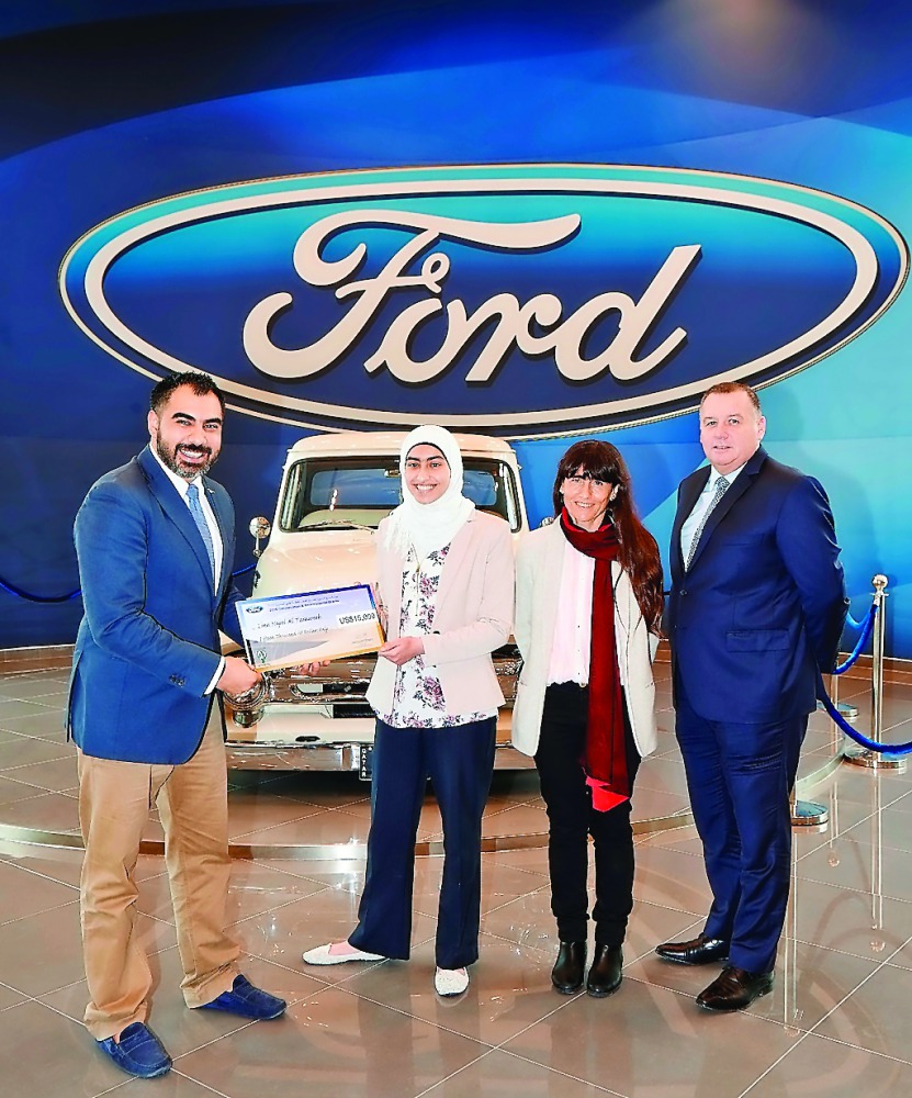FROM LEFT: Ramzy Hadi, Ford Middle East’s Regional Sales Manager; Lina Al Tarawneh, Dr Aurora M. de Castilla, and Ian Partridge, General Manager, Almana Motors.
