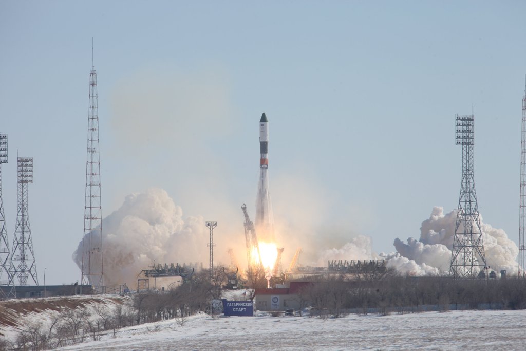 A Russian Soyuz booster rocket, carrying the Progress cargo space craft, blasts off for the International Space Station from the Baikonur cosmodrome, Kazakhstan, February 22, 2017. Oleg Urusov/Russian State Space Corporation
