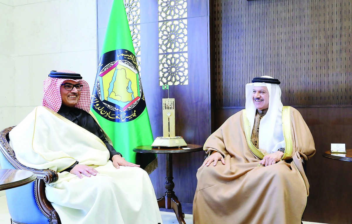 GCC Secretary-General Dr Abdullatif bin Rashid Al Zayani met with Qatar's Ambassador to Saudi Arabia Sheikh Abdullah bin Thamer Al Thani, yesterday. Talks during the meeting dealt with the GCC joint work and the efforts being made by the GCC member States