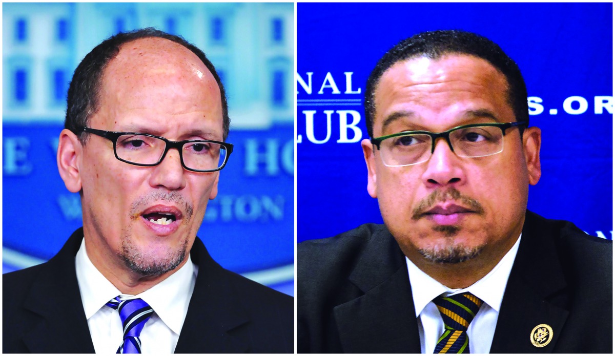 Former Labour Secretary Thomas Perez (left) and Minnesota Democratic Congressman Keith Ellison. 
