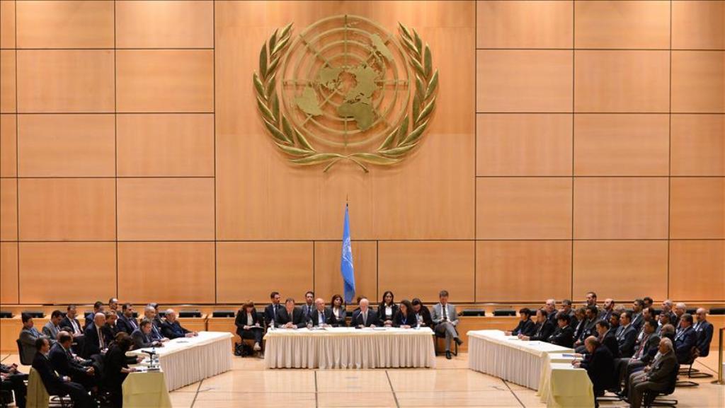 Participants are seen during the fourth round of the intra-Syrian talks, marking the first time the Syrian regime and opposition delegations have returned to negotiations in Geneva on February 23, 2017. ( Mustafa Yalç?n - Anadolu Agency ).