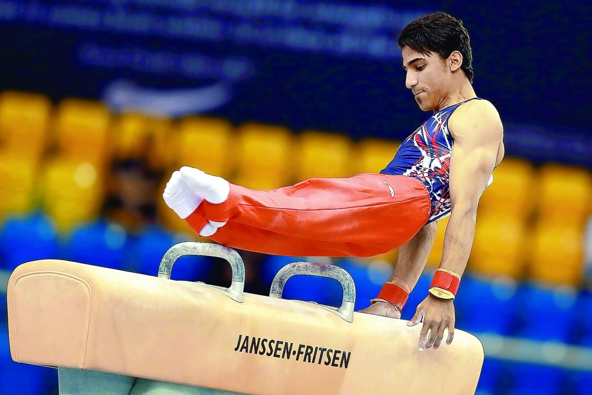 Qatari gymnast Ahmed Al Dayani in action during the pommel horse qualifying event on the opening day of the Ninth Artistic Gymnastics World Cup Series at Aspire Dome in this 2016 file picture. 
