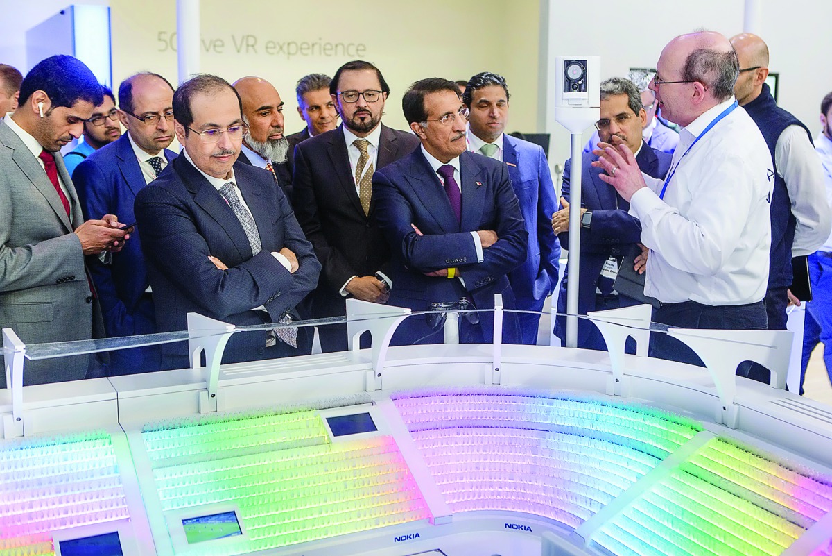 Officials at the launch of 4.5G Pro network at the Mobile World Congress in Barcelona, yesterday. 