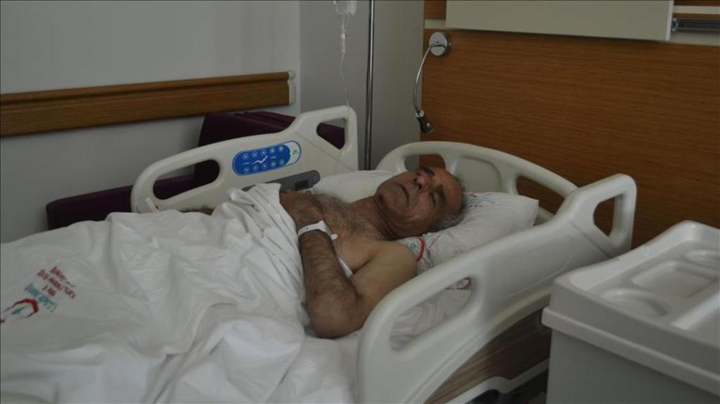 HATAY, TURKEY - MARCH 5: 56-years-old Syrian pilot, Muhammad Sufhan, receives medical treatment at a state hospital after he was found following a nine-hour search. He parachuted before his fighter jet crashed in Hatay, Turkey on March 04, 2017 (Ismail Oz
