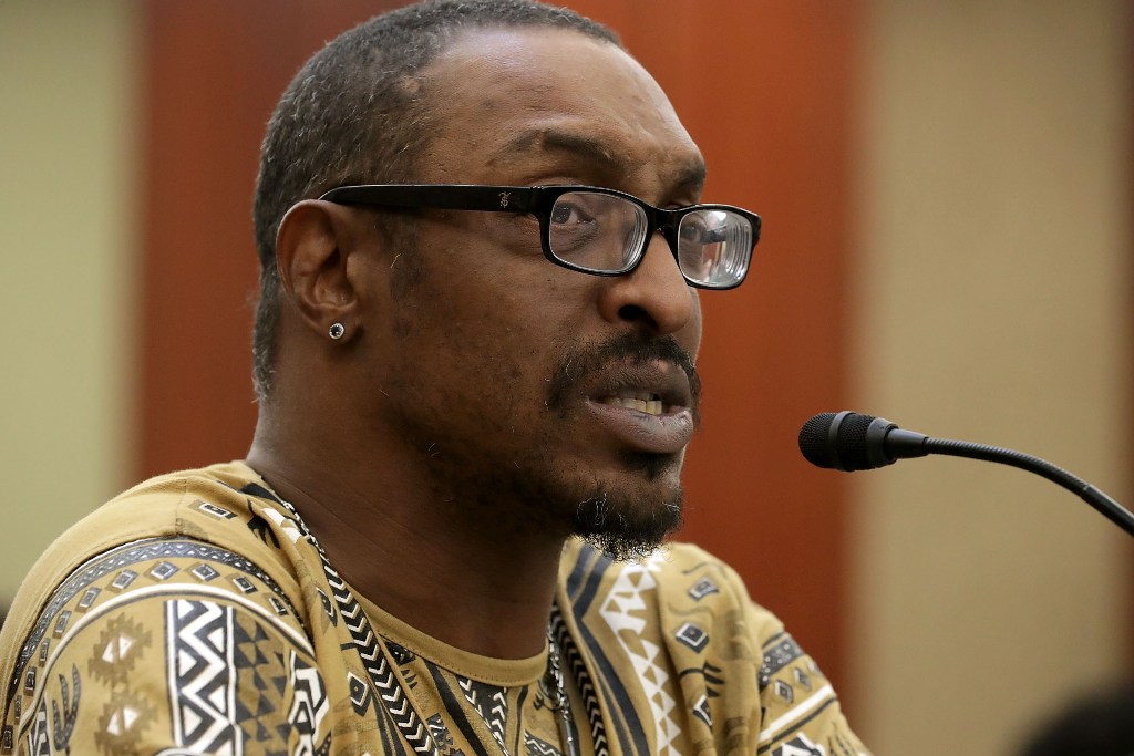 Muhammad Ali Jr., son of boxing legend Muhammad Ali, participates in a forum titled 'Ali v. Trump: The Fight for American Values' about immigration enforcement with Democratic members of the House of Representatives in the House Visitors Center at the U.S