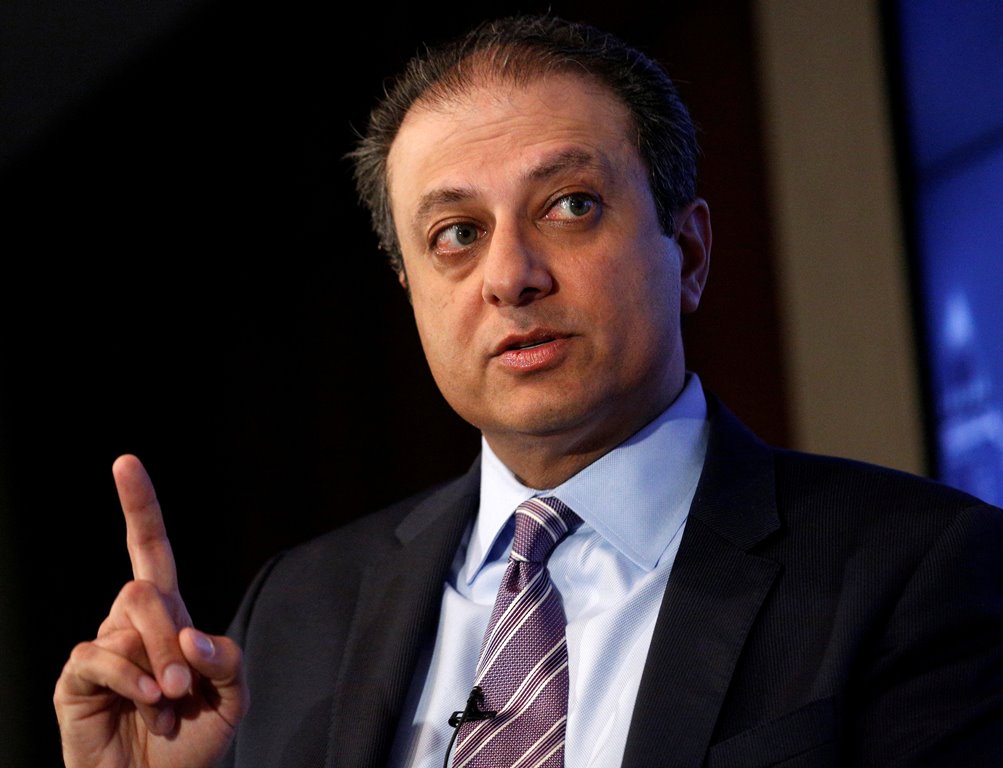 FILE PHOTO: U.S. Attorney for the Southern District of New York Preet Bharara speaks during a Reuters Newsmaker event in New York City, U.S., July 13, 2016. REUTERS/Brendan McDermid/File photo
