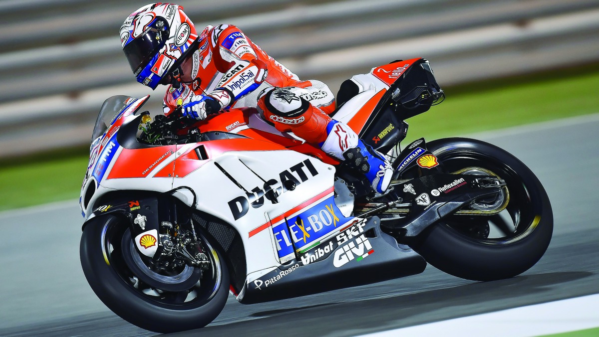 Andrea Dovizioso of Ducati in action during the first day of the final MotoGP pre-season test at Losail on Friday. 
