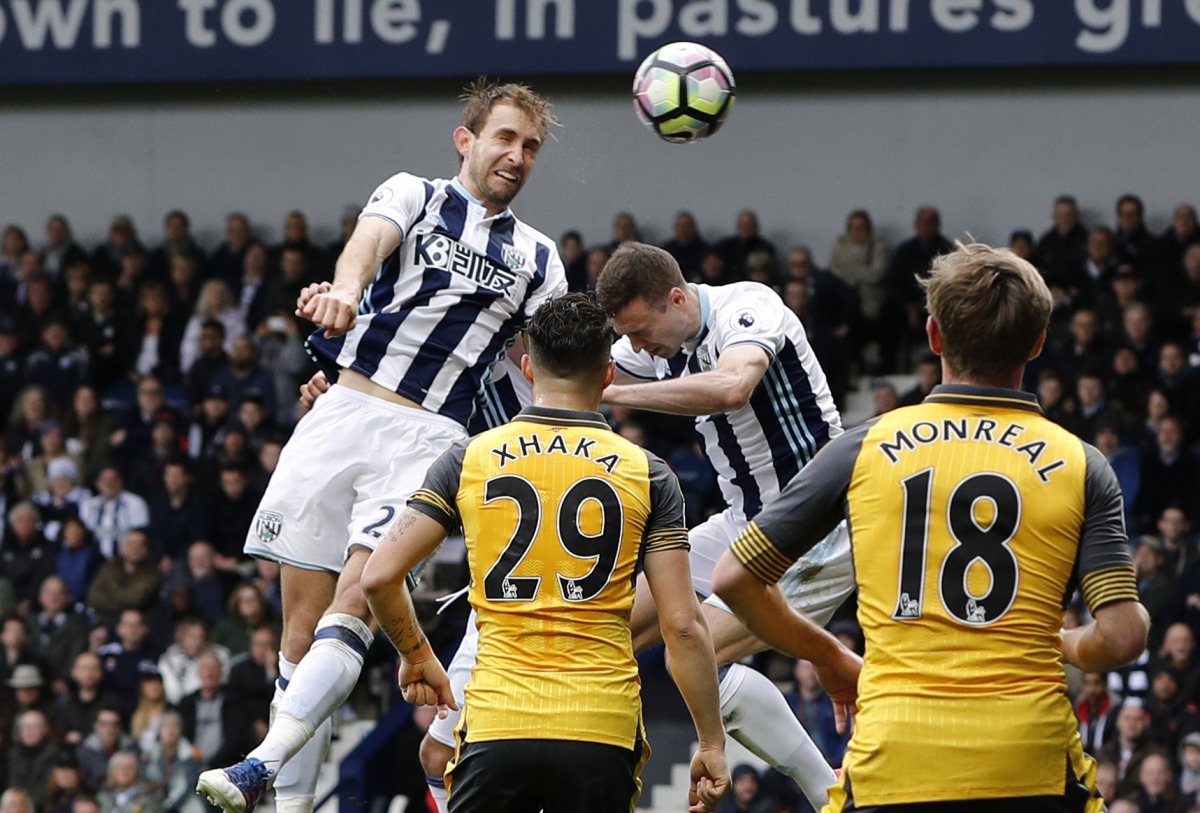 West Bromwich Albion's Craig Dawson scores their third goal. (Reuters / Darren Staples Livepic)