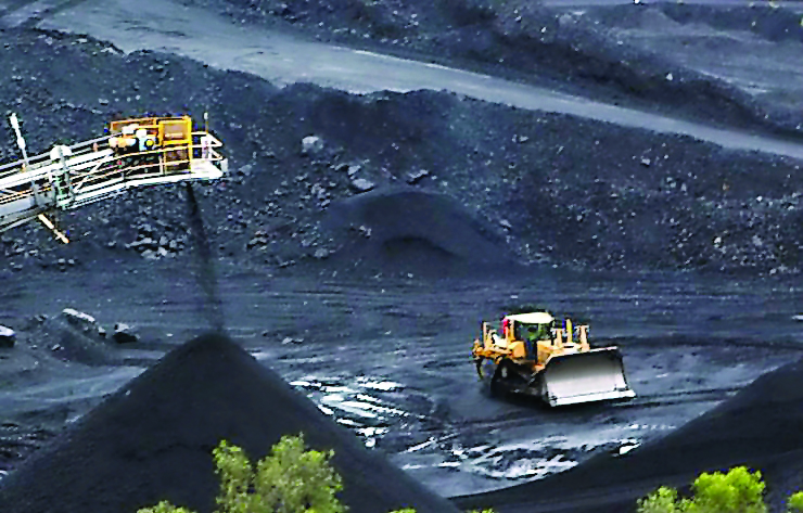 Coal is stockpiled at the Blair Athol mine at the remote Bowen Basin coalfield near Moranbah in Australia.