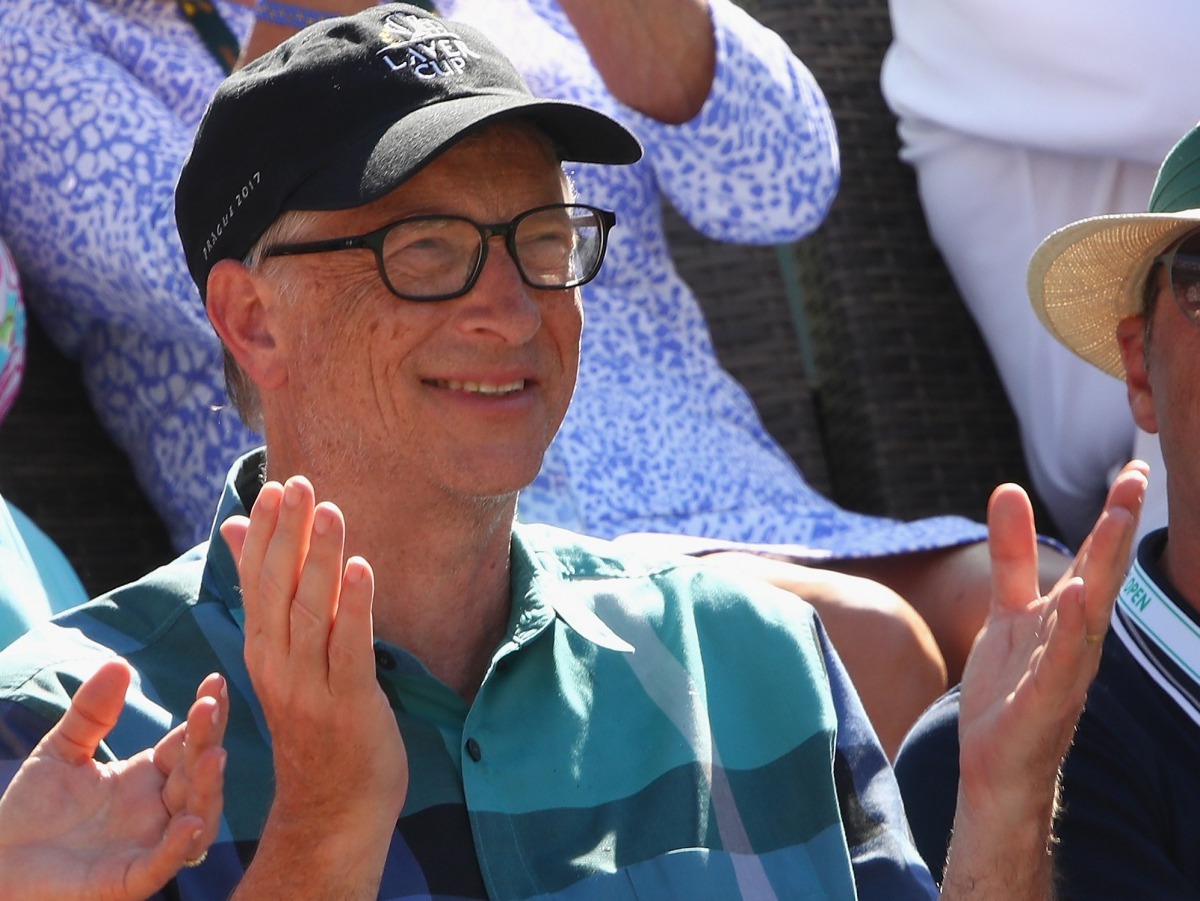 Bill Gates watches the mens final during day fourteen of the BNP Paribas Open at Indian Wells Tennis Garden on March 19, 2017 in Indian Wells, California. (Clive Brunskill/Getty Images/AFP)
