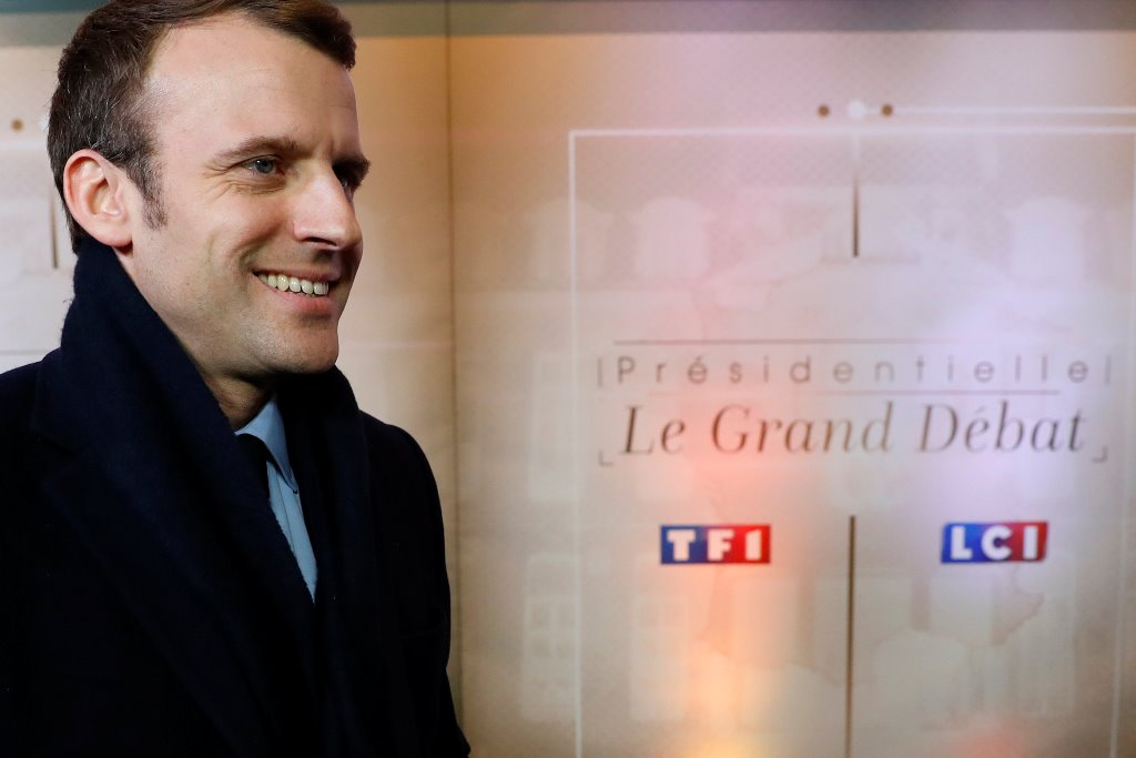 Emmanuel Macron, head of the political movement En Marche !, or Onwards !, and candidate for the 2017 presidential election, arrives for a debate organised by French private TV channel TF1 in Aubervilliers, outside Paris, France, March 20, 2017. REUTERS/P