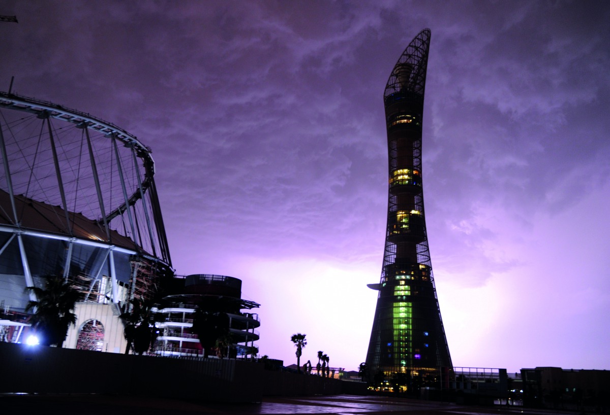 The Torch after switching off lights for Earth Hour yesterday. Pic: Abdul Basit/ The Peninsula