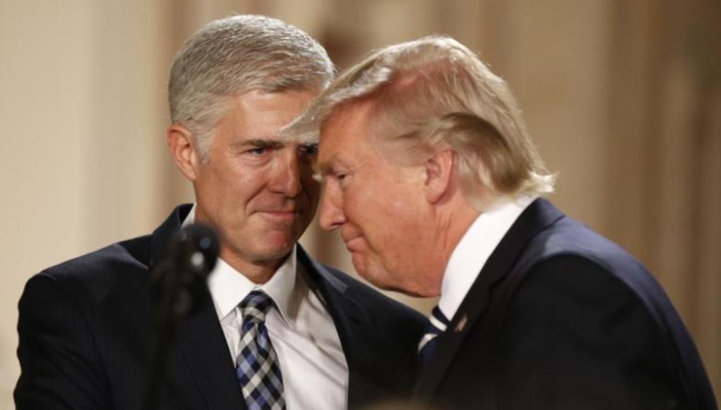 U.S. Supreme Court nominee Neil Gorsuch (L) with President Donald Trump at the White
