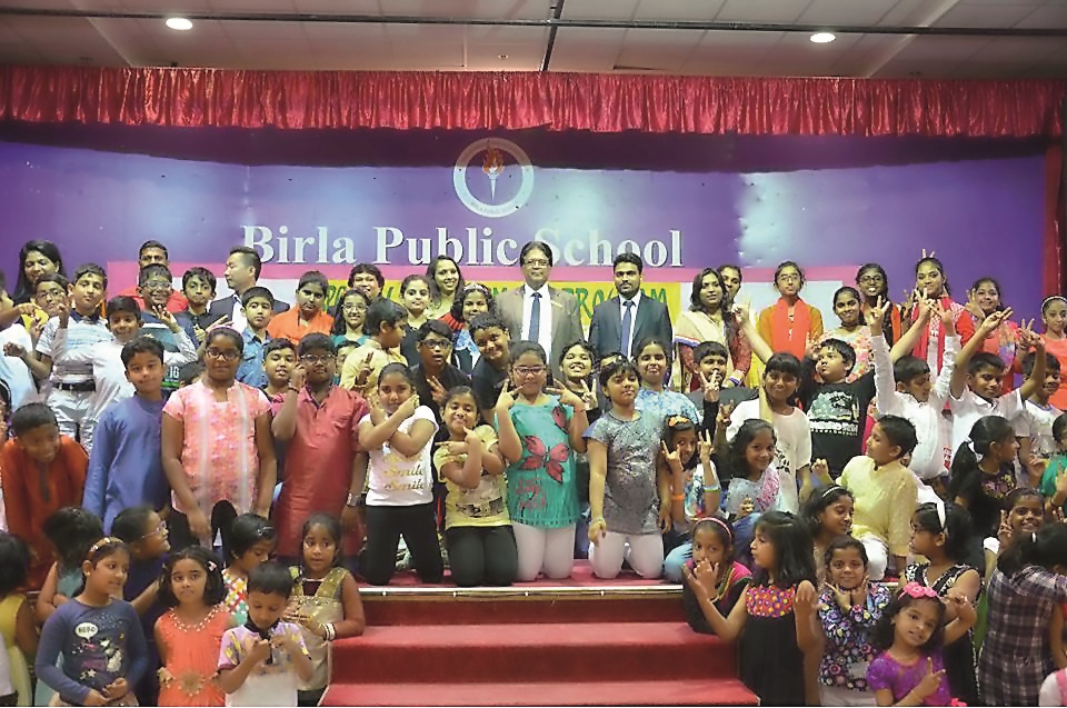 George Edison, vice-principal, with teachers and students at the valedictory function of the Special Engagement Programme at the Birla Public School