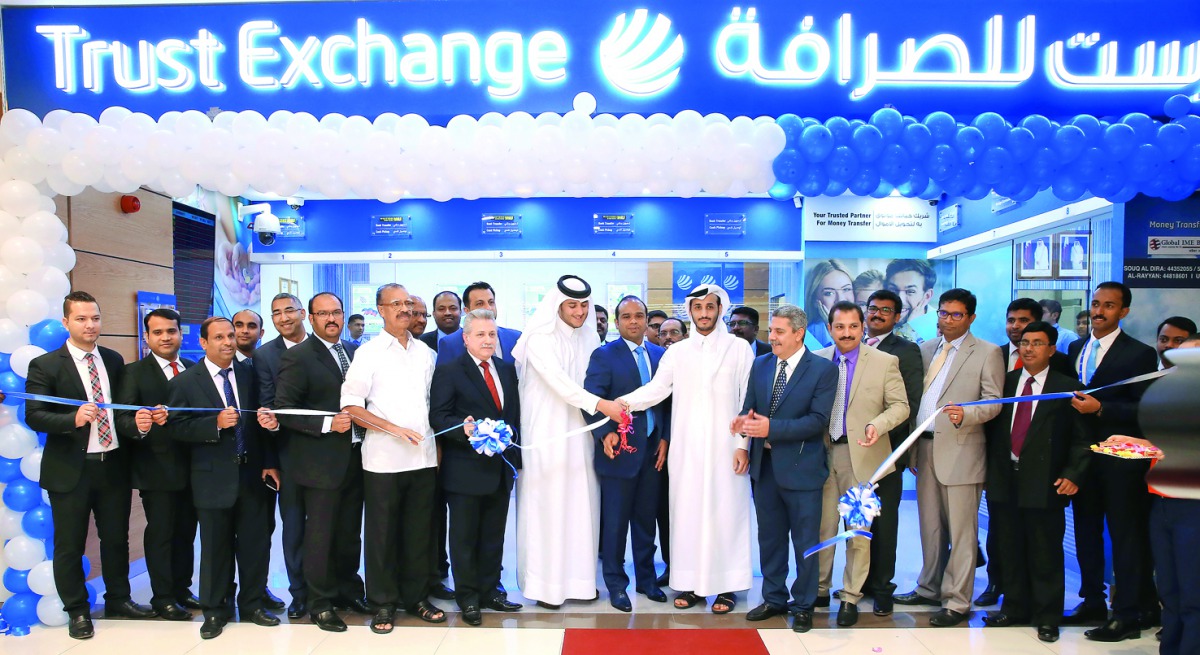 The relocated branch being inaugurated by Sheikh Khalid Hassan K A Al Thani, Chairman, Trust Exchange, and Sheikh Abdulla Hassan K A Al Thani, Vice-Chairman, Trust Exchange, in the presence of senior management officials of the organisation. 