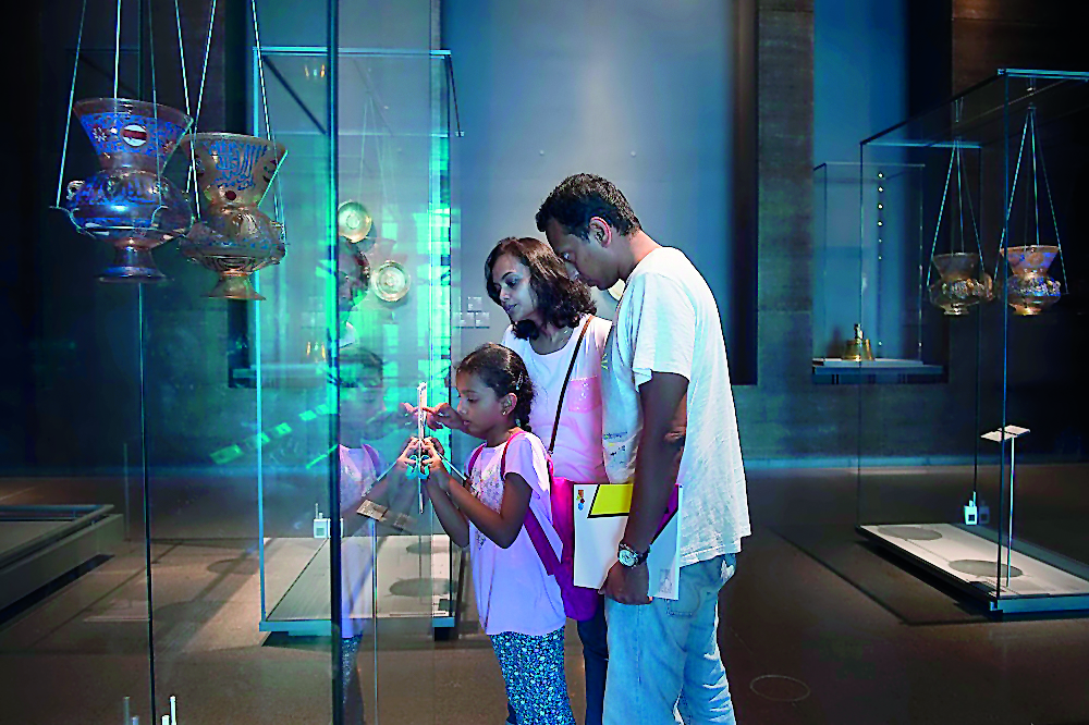 A family participating in the treasure hunt.