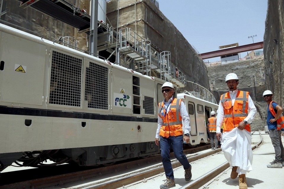 REPRESENTATIVE IMAGE: Workers walk at the site of the under-construction Riyadh Metro rail system on August 26, 2015 (Faisal / Al Nasser Reuters)