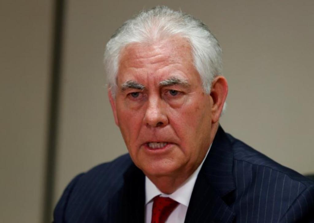 U.S. Secretary of State Rex Tillerson makes a statement about the visit of China's President Xi Jinping and about the situation in Syria, at Palm Beach International Airport in West Palm Beach, Florida, U.S., April 6, 2017. REUTERS/Joe Skipper.